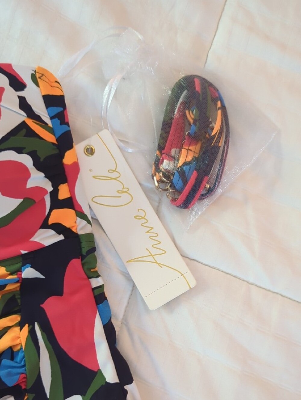 NWT- Anne Cole Black Multicolor Floral One-Piece Swimsuit - Picture 2 of 6